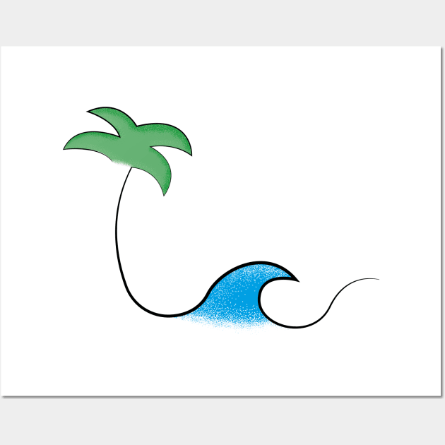 palm and wave one line Wall Art by JDP Designs